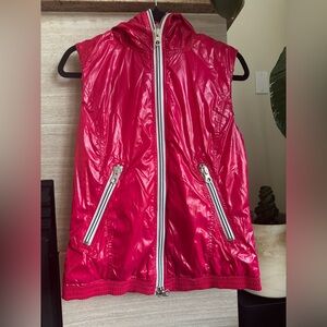 Duvetica Abrezia Nylon Full Zip Hooded Down Vest, Pink Size IT 44/ Large